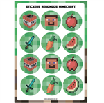 Stickers plancha Minecraft redondas 12s 1u